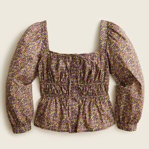 J Crew x Liberty London Size 0 Cinched Waist Squareneck Blouse